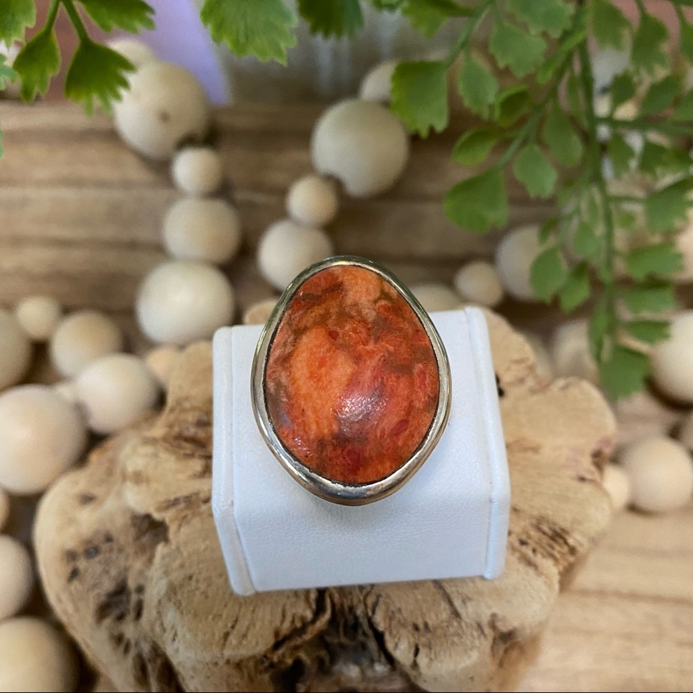 Barse Sterling silver .925 and sponge coral ring